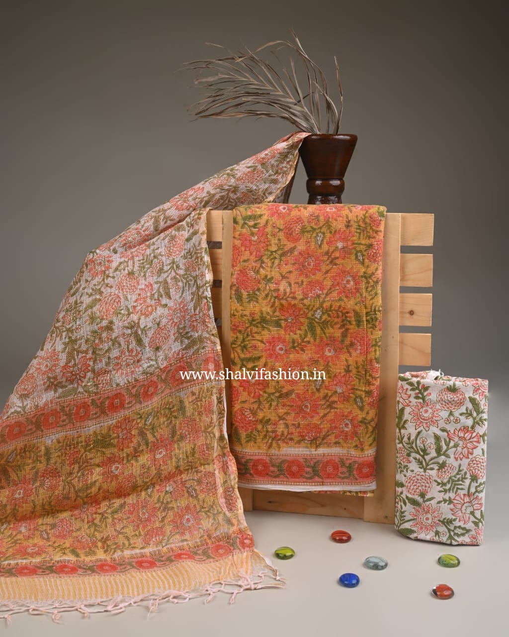 Shop unstitched block print kota doria suits (3KD248)
