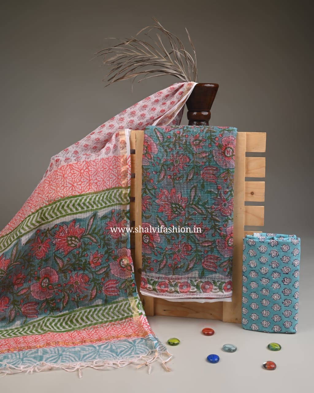 Shop hand block printed kota doria suits (3KD250)