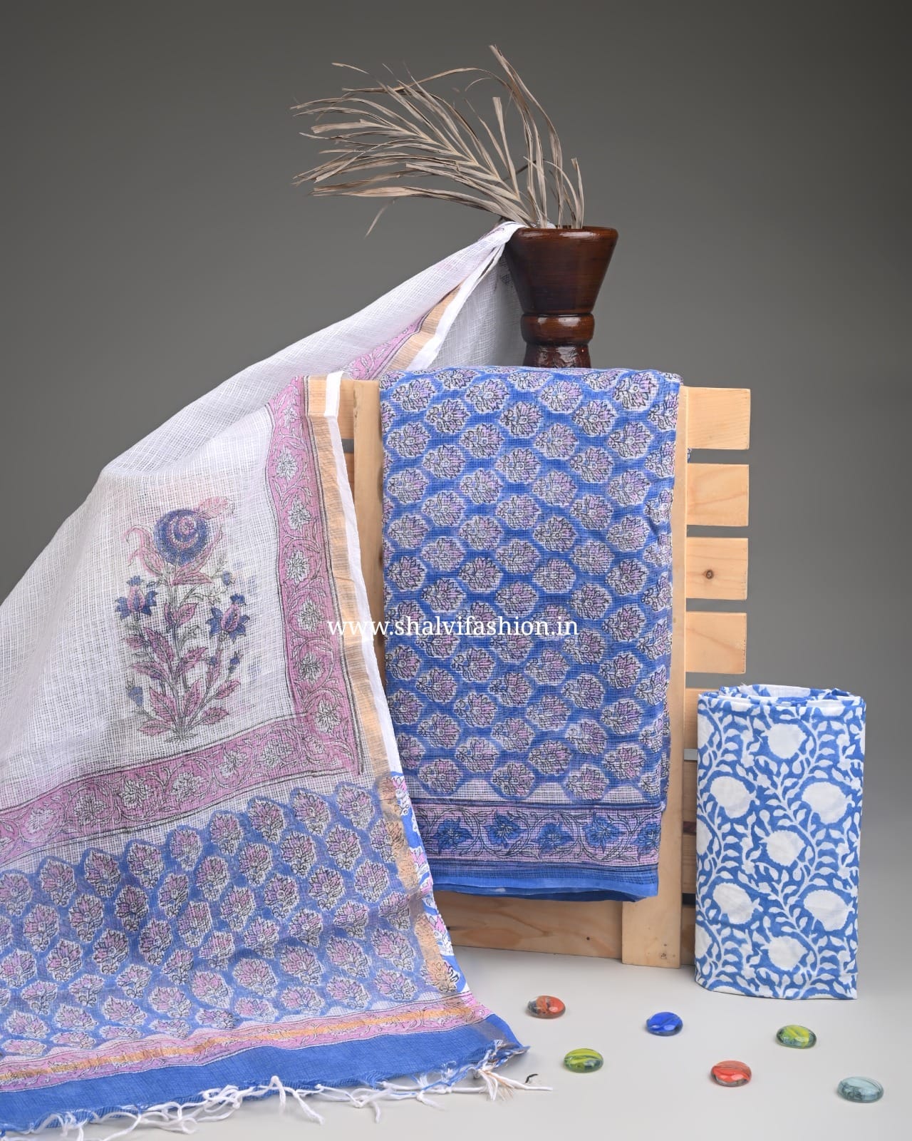 Shop block print kota doria suits (3KD251)