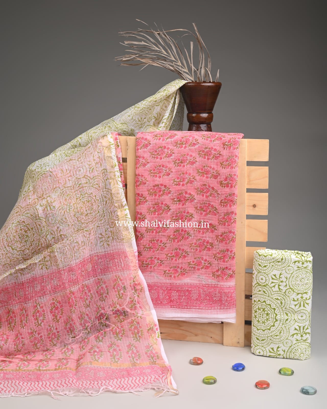 Shop unstitched block print kota doria suits (3KD252)