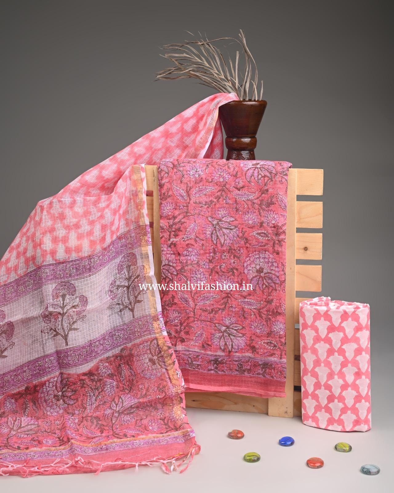 Shop hand block printed kota doria suits in jaipur (3KD255)