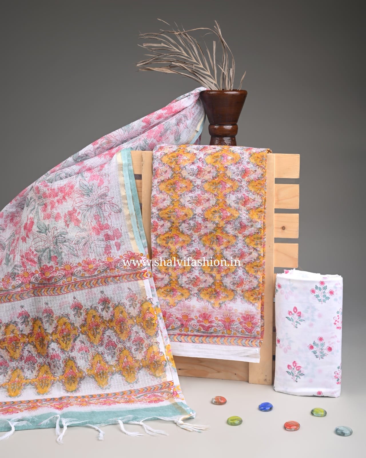 Shop hand block print kota doria suits (3KD258)
