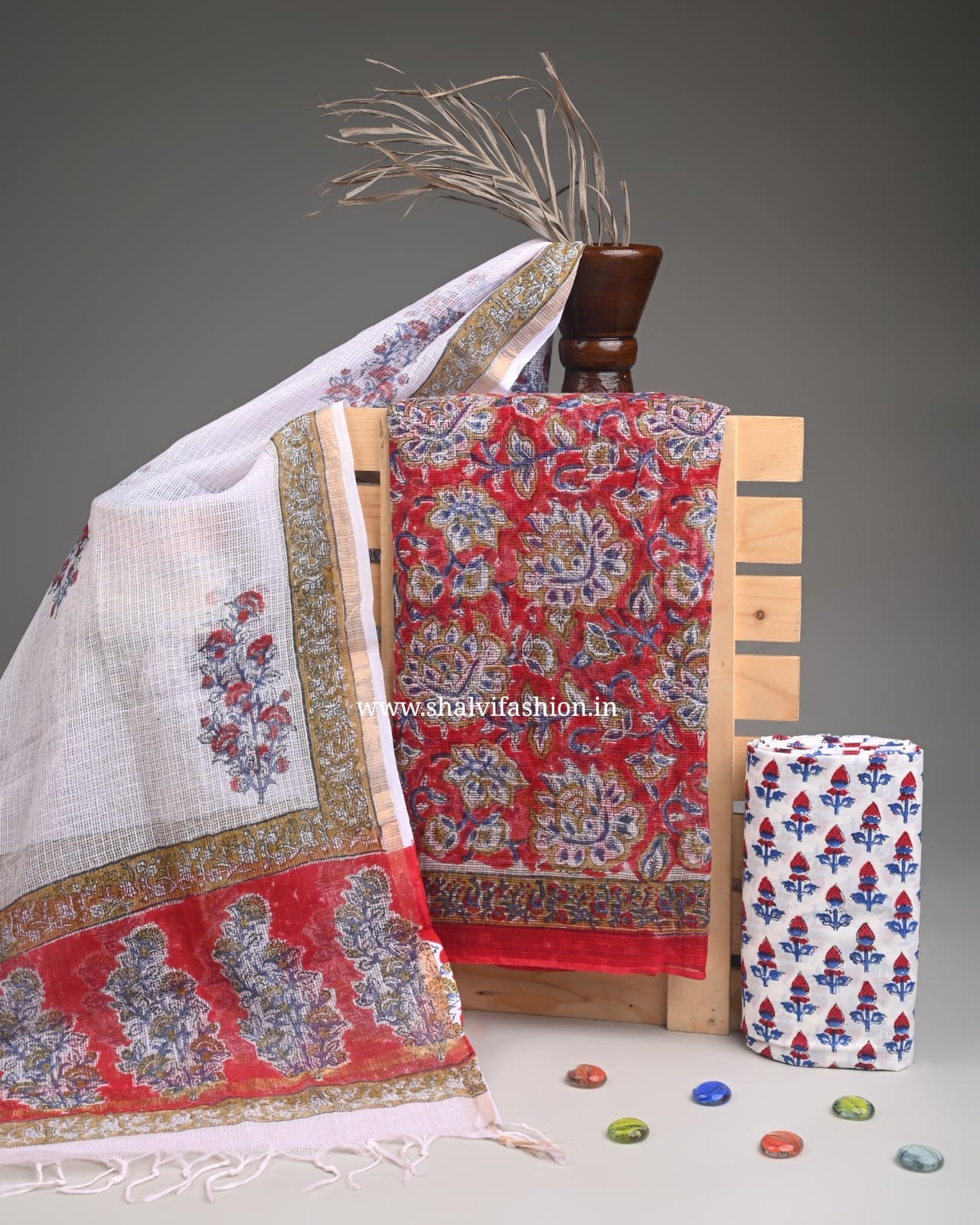 Shop unstitched block print kota doria suits online (3KD259)
