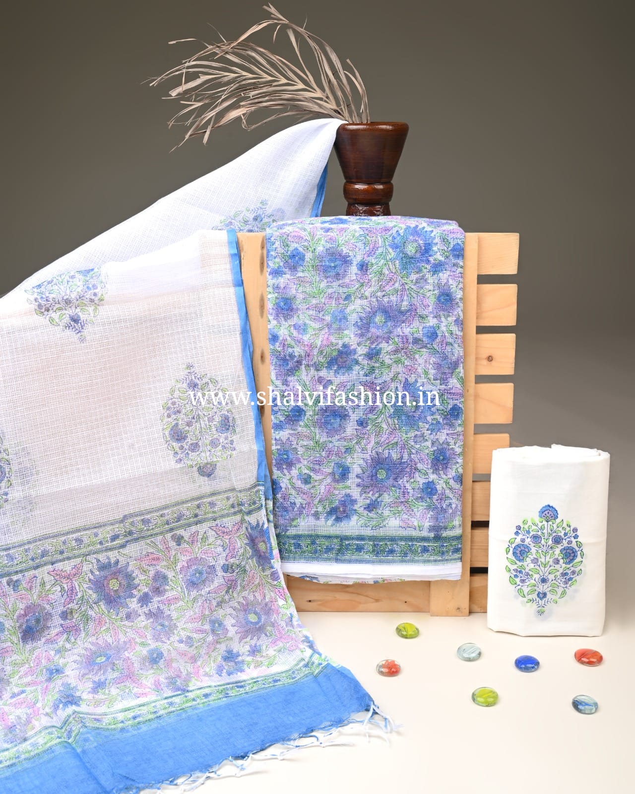 Shop block print kota doria suits (3KD287)