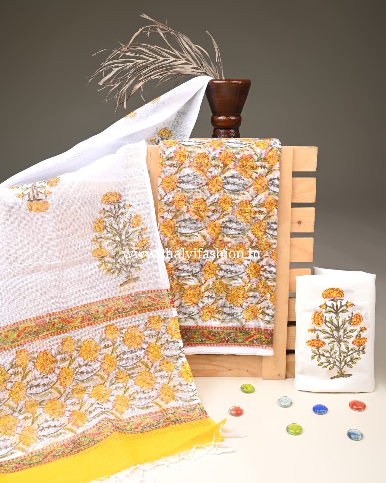 Shop block printed kota doria dupatta in jaipur (3KD291)