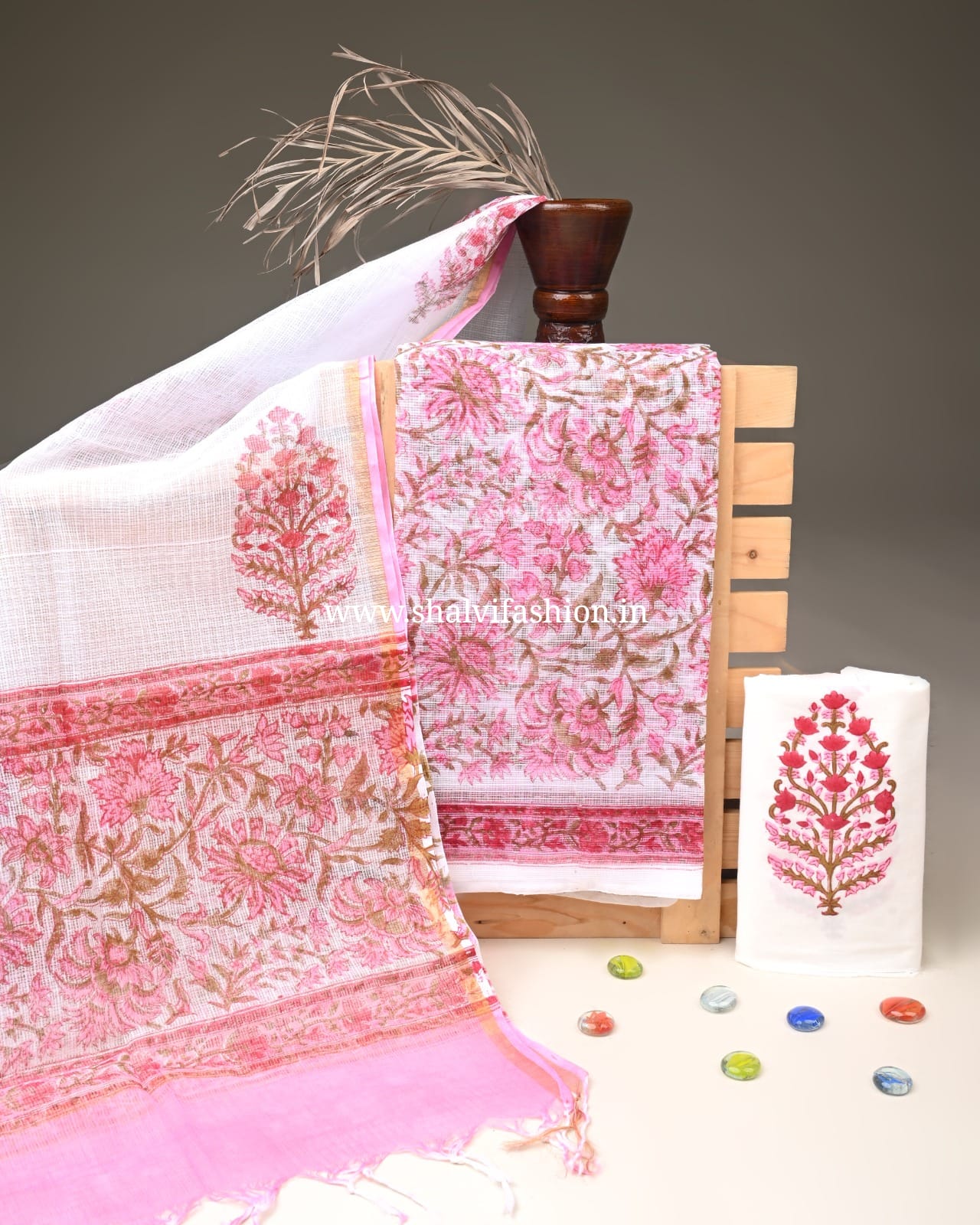 Shop unstitched block print kota doria suits (3KD292)