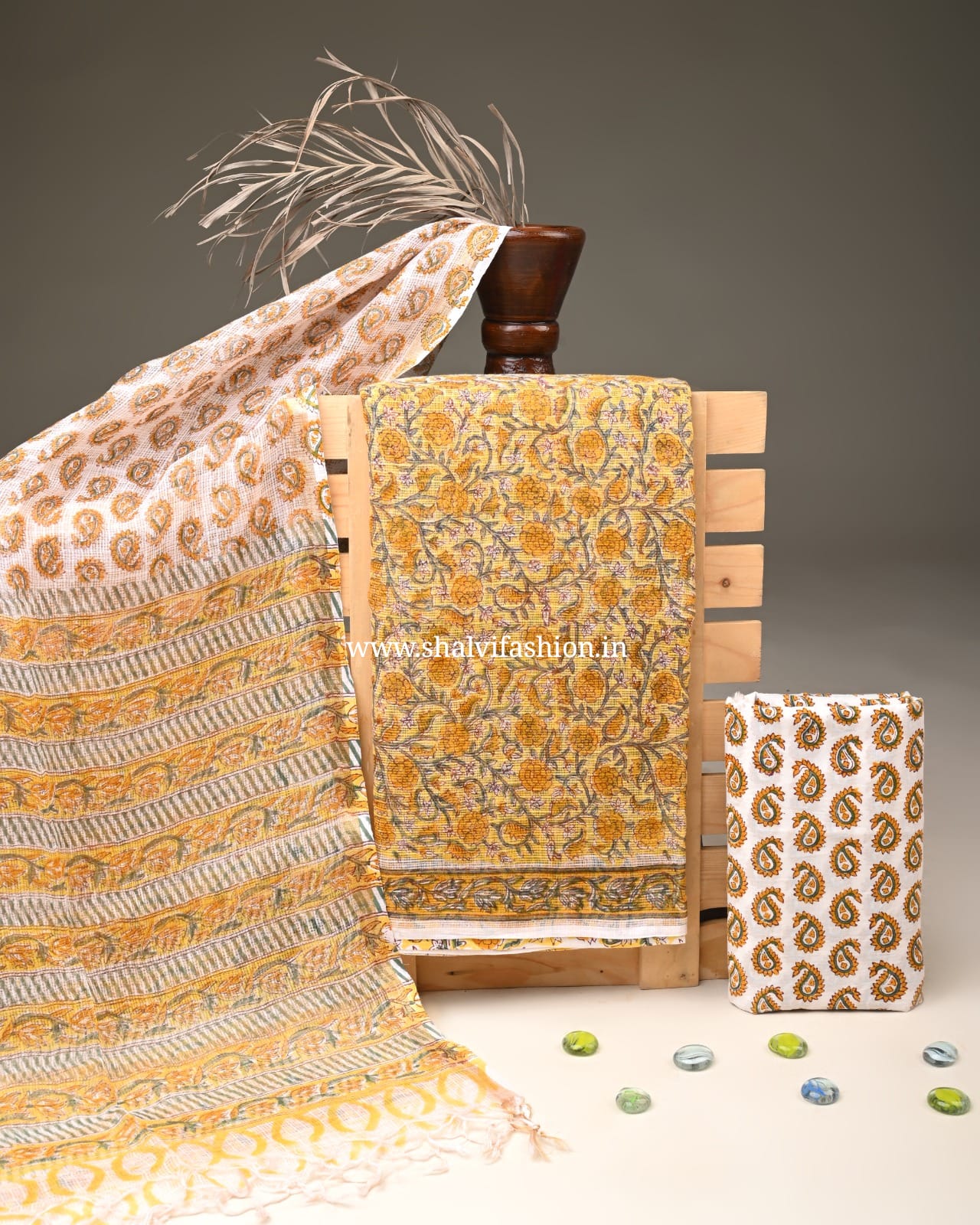 Shop unstitched block printed kota doria suits (3KD296)