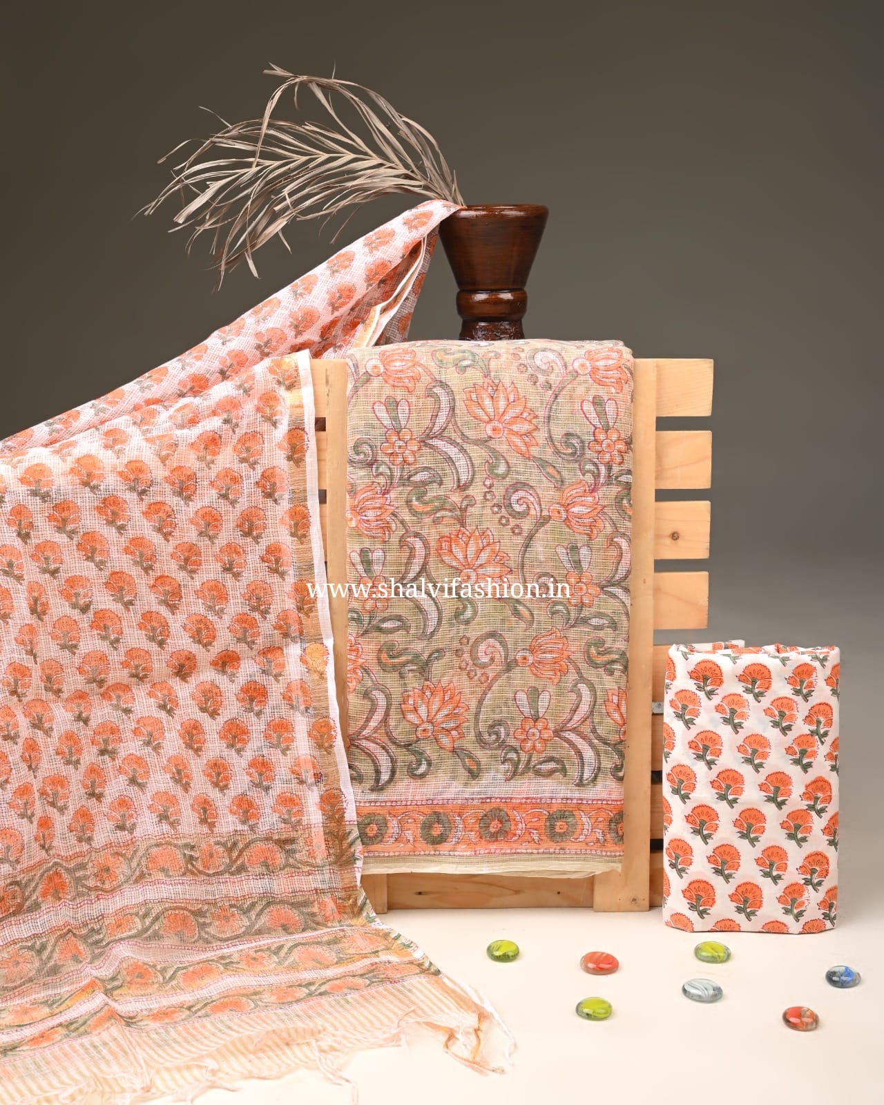 Shop hand block print kota doria suits in jaipur (3KD301)