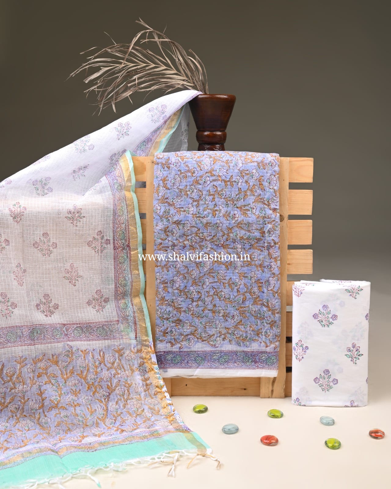 Shop hand block print kota doria suits (3KD303)
