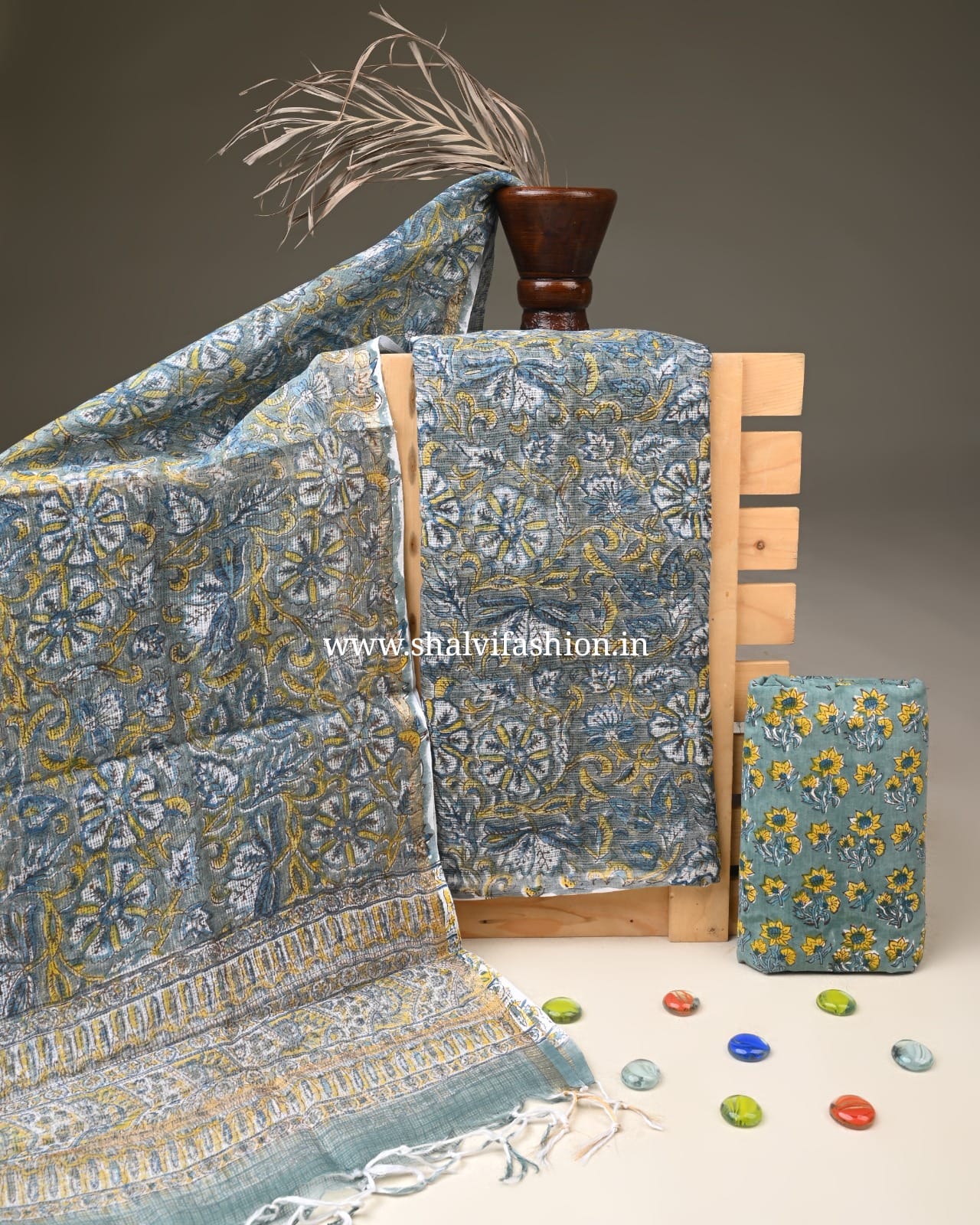 Shop jaipuri block printed kota doria suits (3KD308)