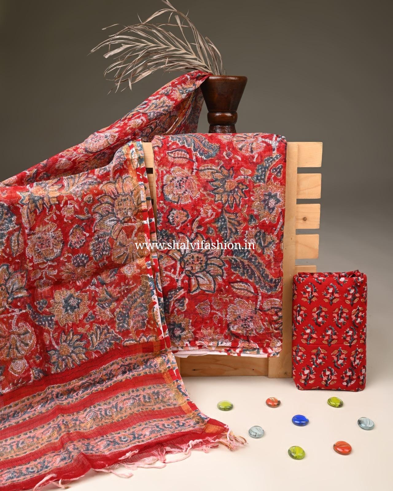 Shop block printed kota doria suits online (3KD311)