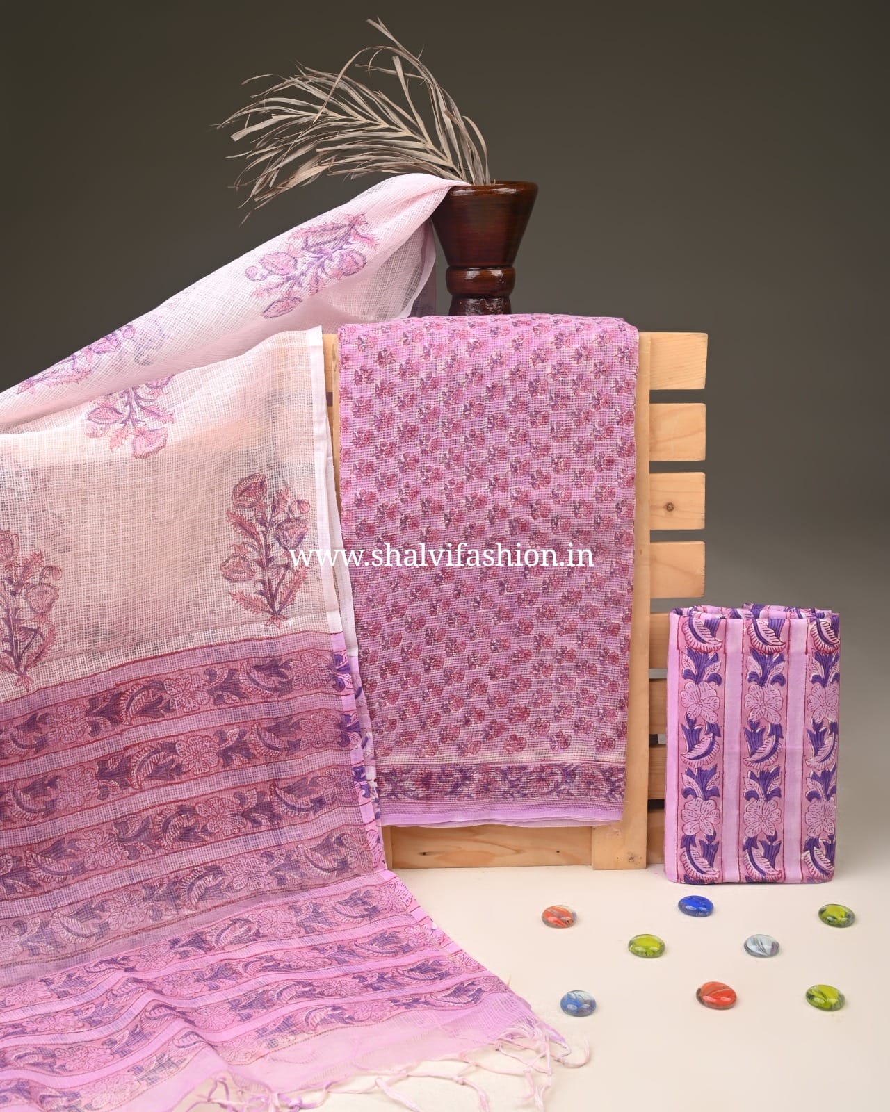 Shop unstitched sanganeri print kota doria suits online (3KD322)