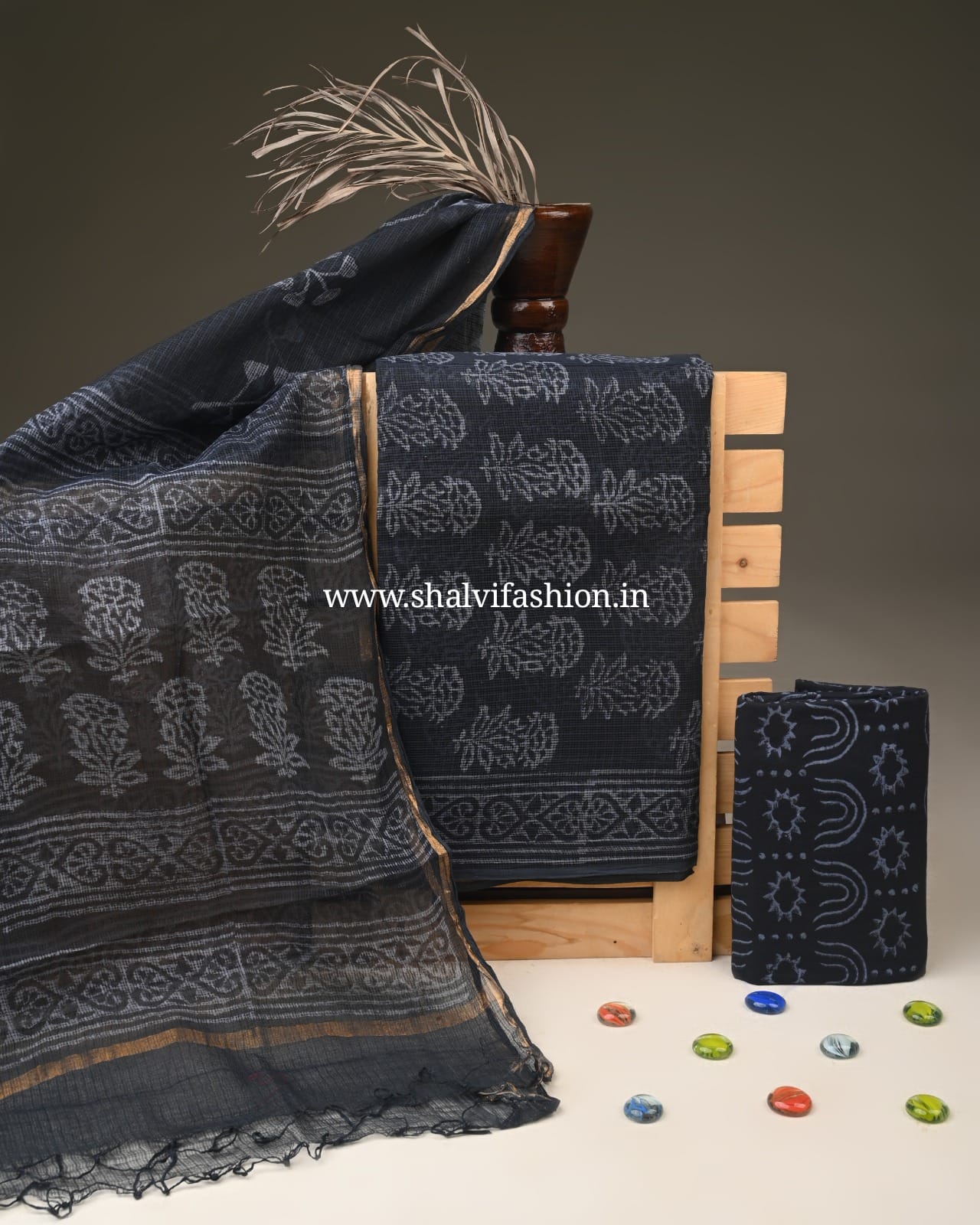 Shop unstitched block printed kota doria suits (3KD331)