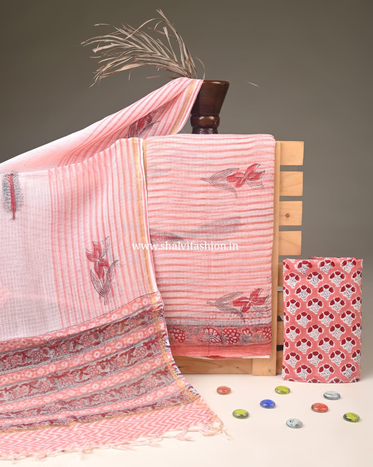 Shop hand block print kota doria suits in jaipur (3KD336)