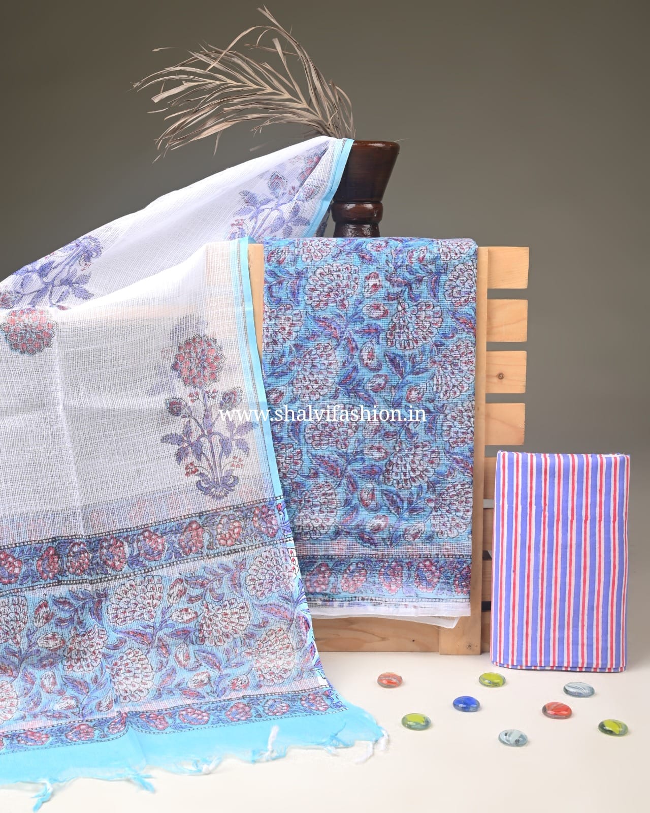Shop block print kota doria suits online shopping (3KD339)
