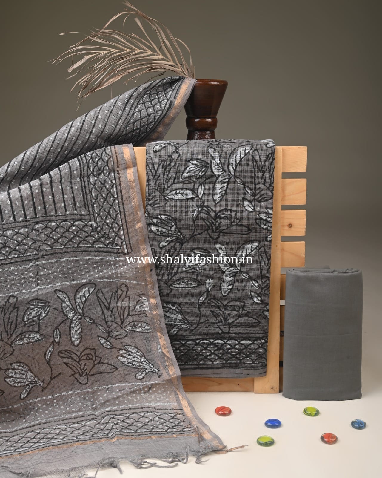 Shop unstitched block printed kota doria suits (3KD370)