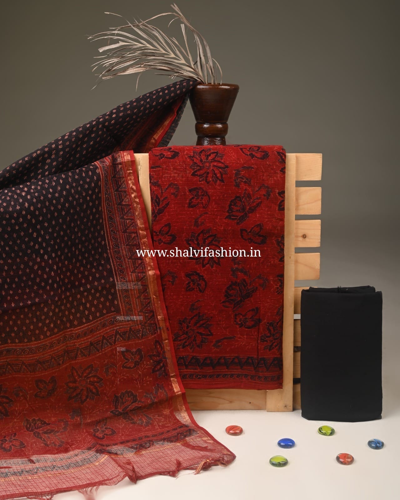 Shop block print kota doria suits online (3KD371)