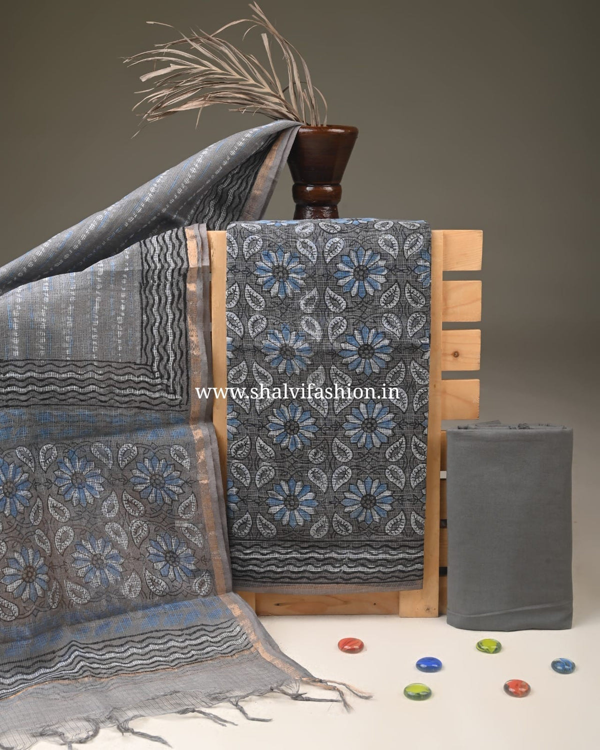 Shop unstitched hand block print kota doria suits (3KD375)