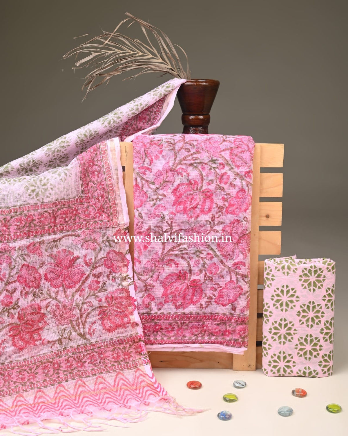 Shop block printed kota doria suits (3KD376)