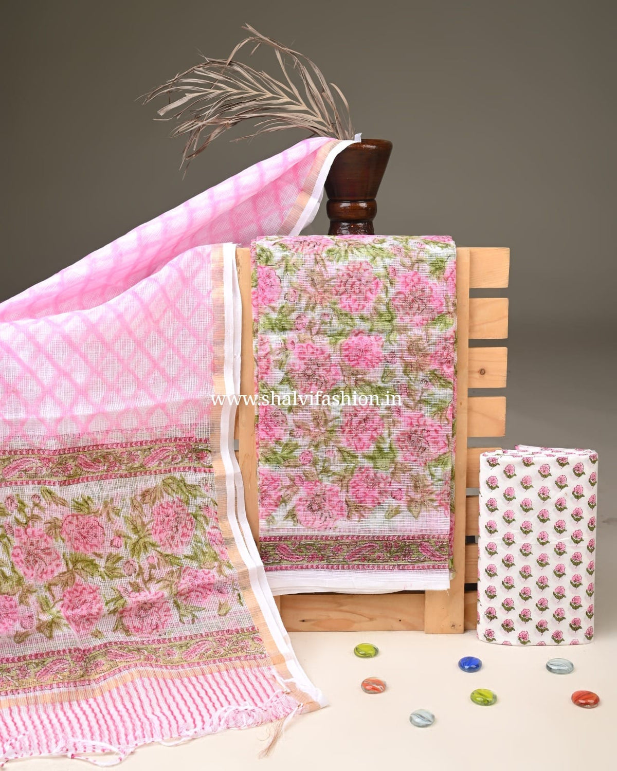 Shop hand block printed kota doria suits in jaipur (3KD386)