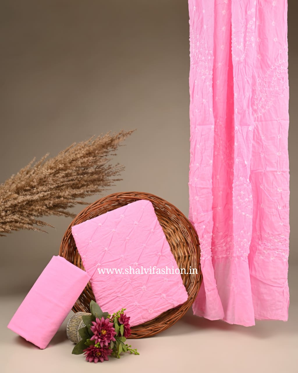 Shop bandhani printed cotton suits online shopping (BAS38)