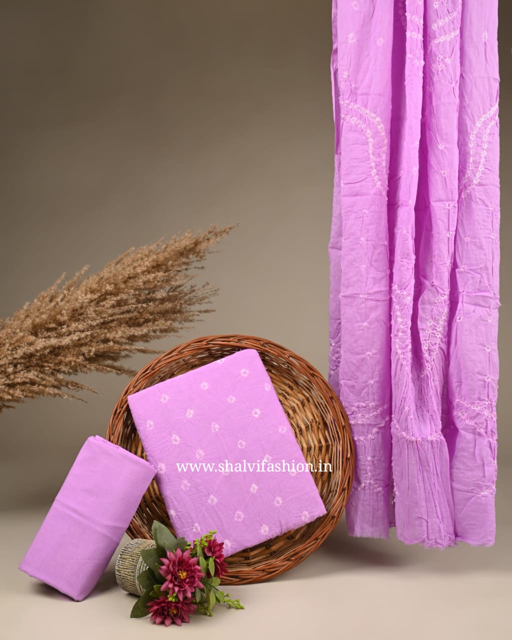 Shop bandhani printed pure cotton suits in jaipur (BAS39)