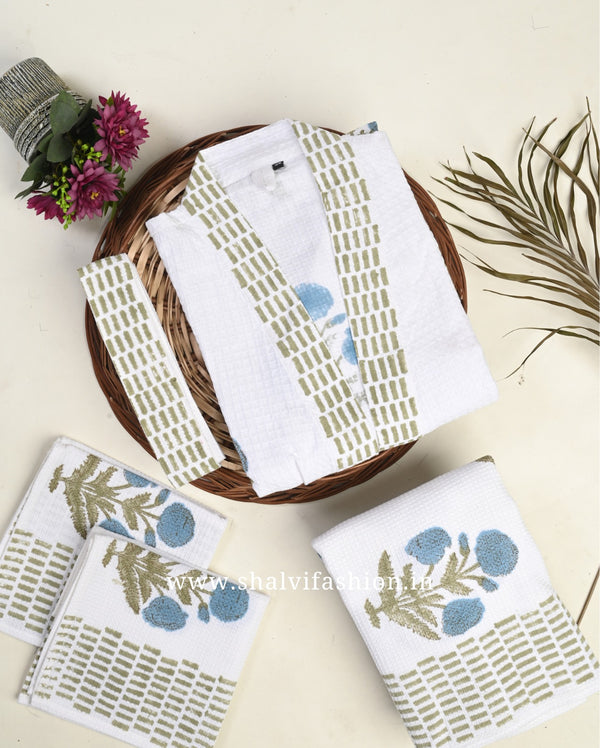 Shop jaipuri print waffle cotton bath linen sets (BLS05)