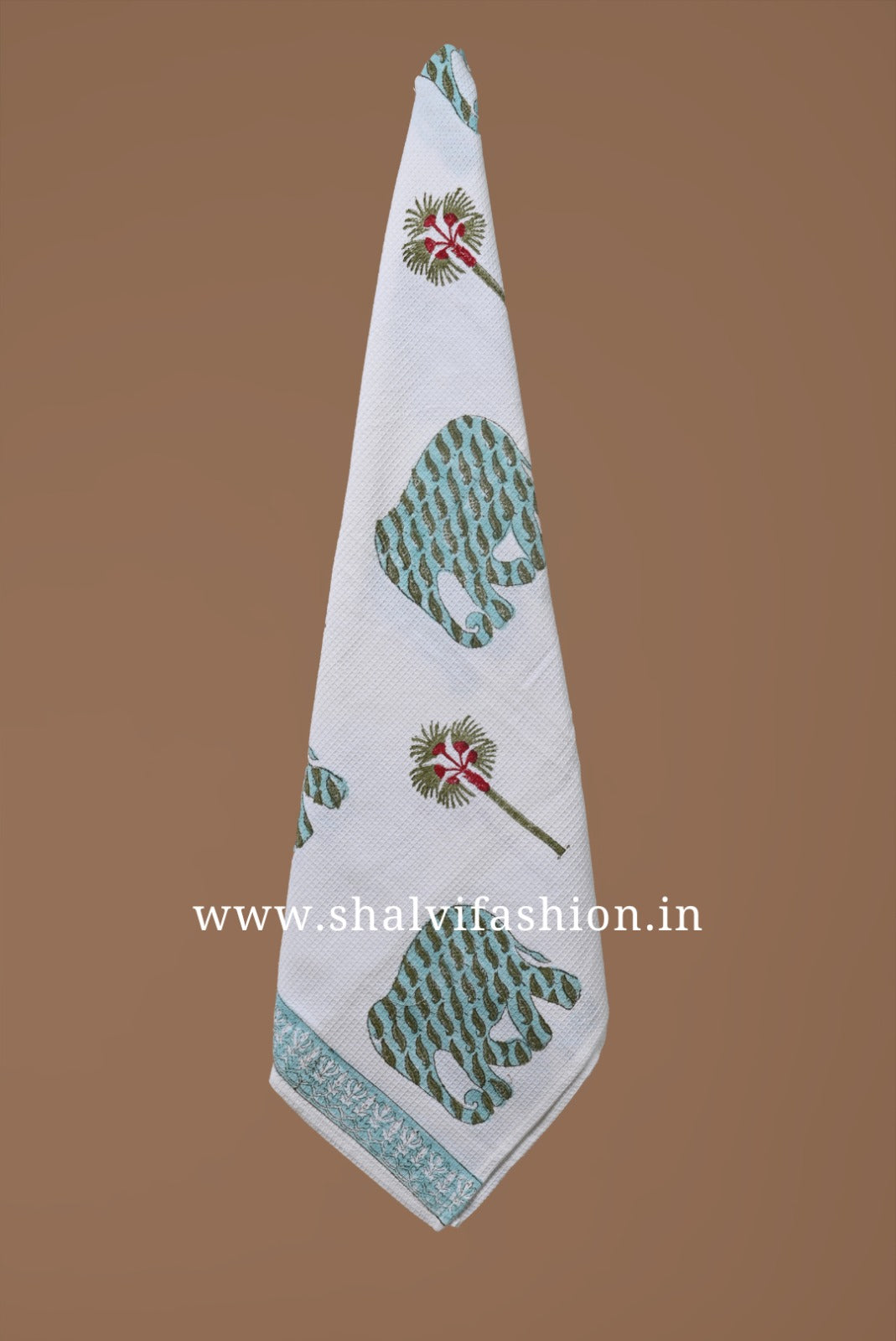 Shop block printed waffle cotton bath linen sets (BLS06)