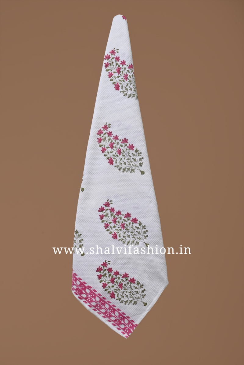 Shop hand block print waffle cotton bath linen sets in jaipur (BLS10)