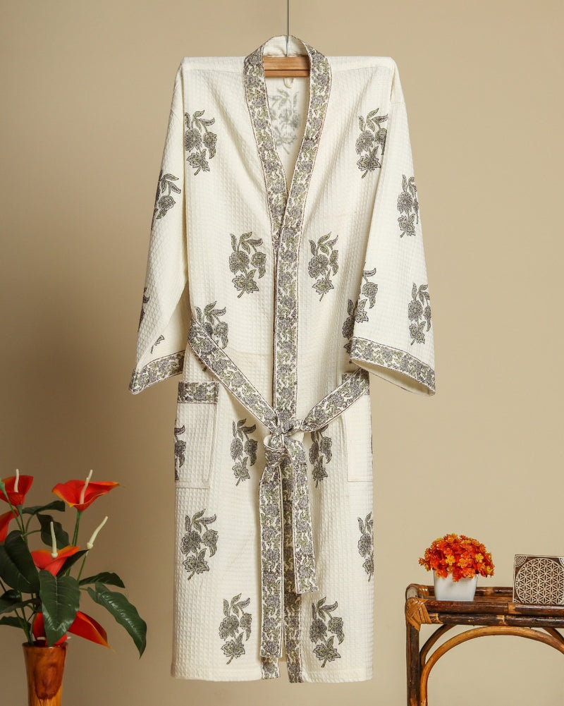 Shop jaipuri print waffle cotton bathrobes (BROB04)