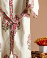 Shop traditioanal block print cotton waffle bathrobes online shopping (BROB07)