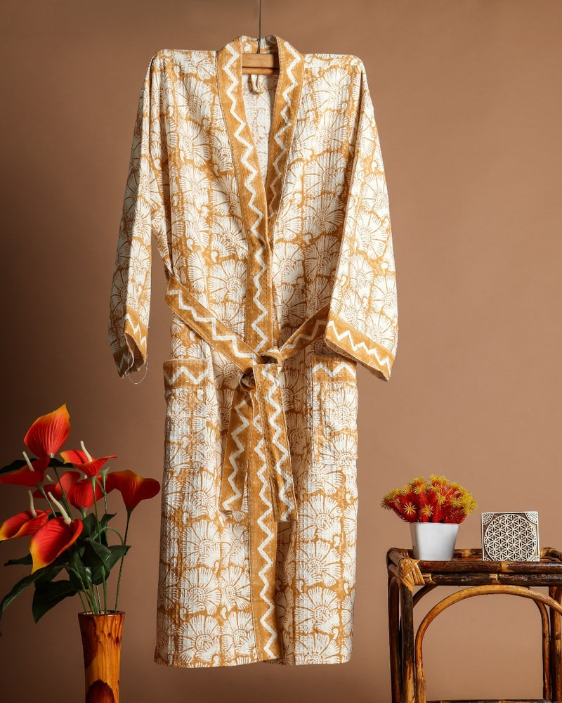 Shop hand block printed cotton bathrobes online (BROB08)