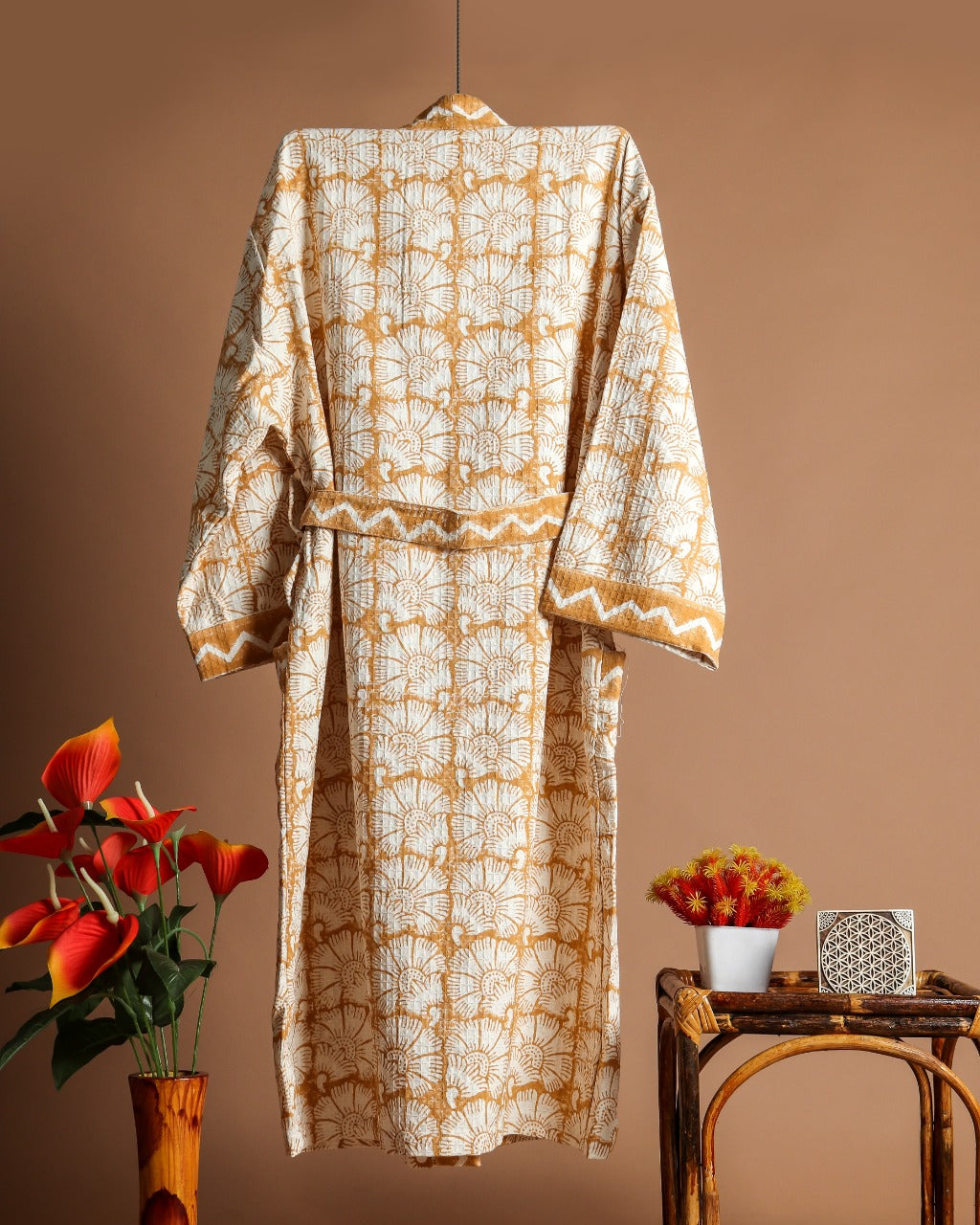 Shop hand block printed cotton bathrobes online (BROB08)