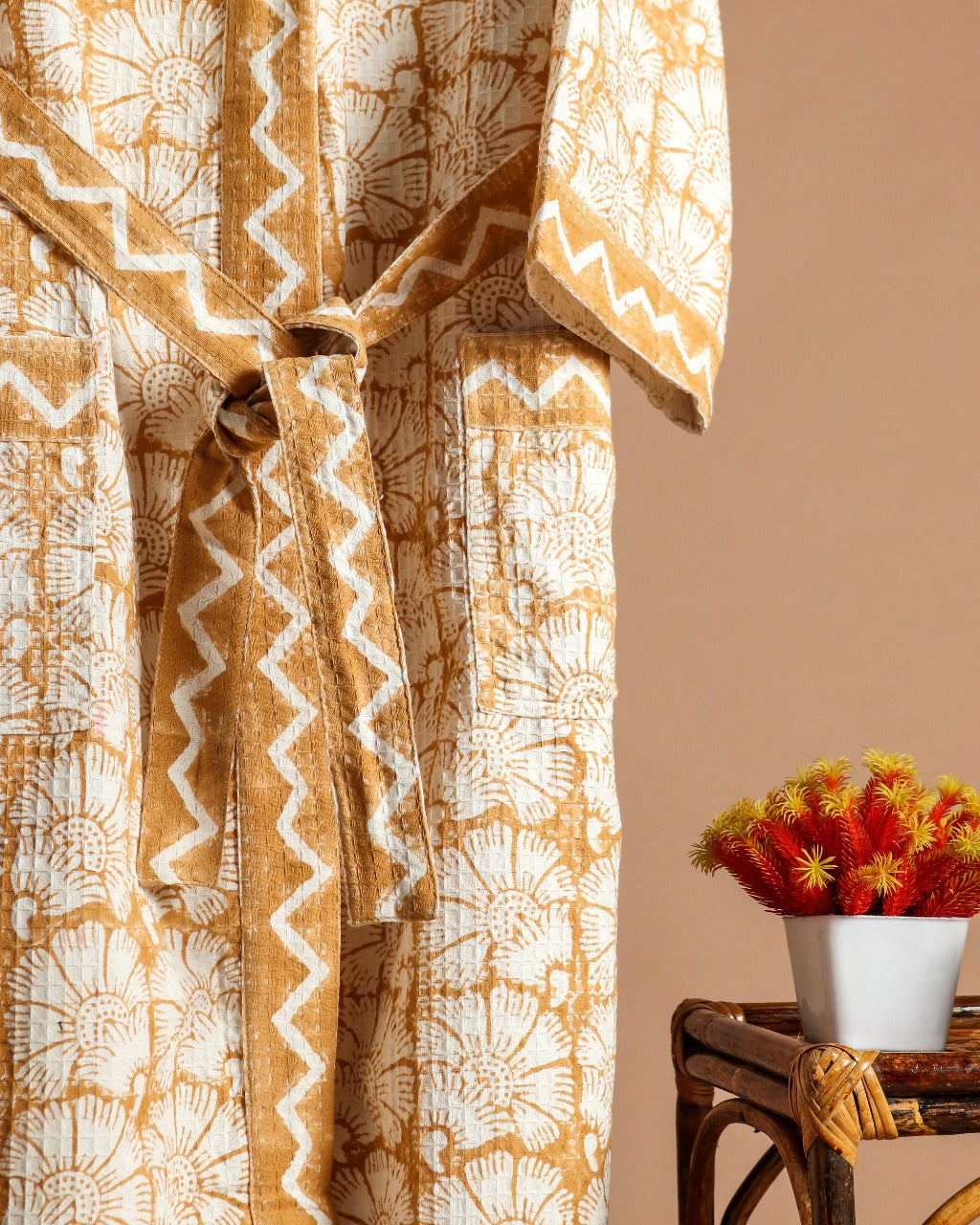 Shop hand block printed cotton bathrobes online (BROB08)