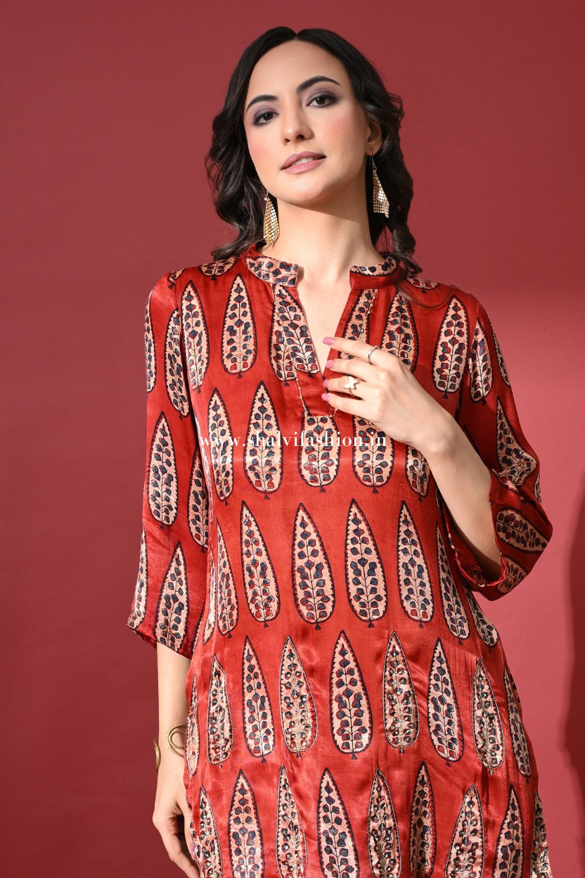 Shop ajrak hand block print modal silk cord sets online (CCD04)