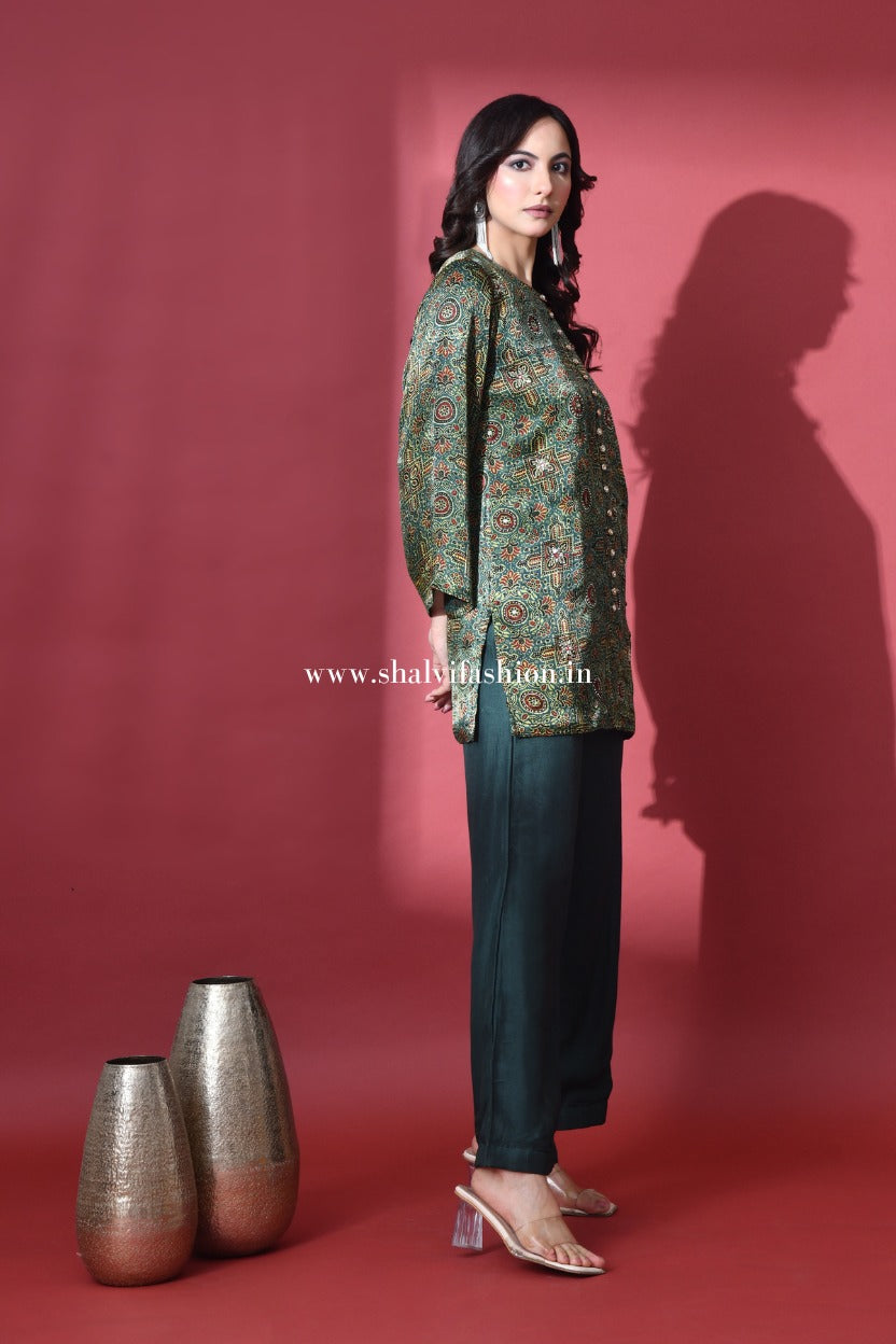 Shop ajrak print modal silk cord sets in jaipur (CCD07)