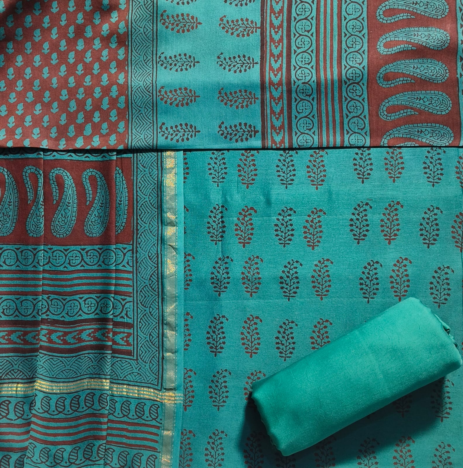 Shop bagh print chanderi silk suits online (CHA03)