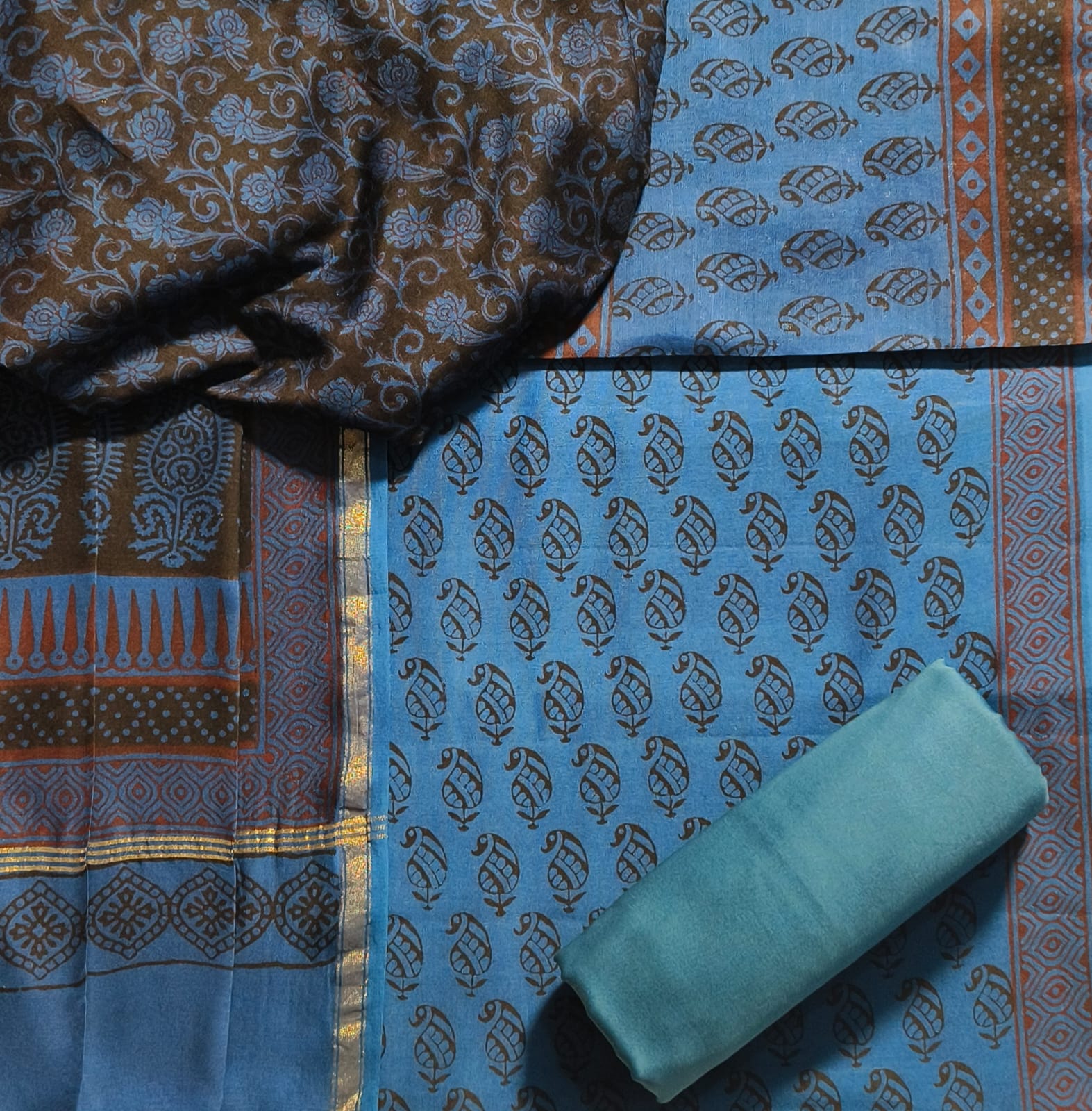 Shop sanganeri block print chanderi silk suits (CHA08)