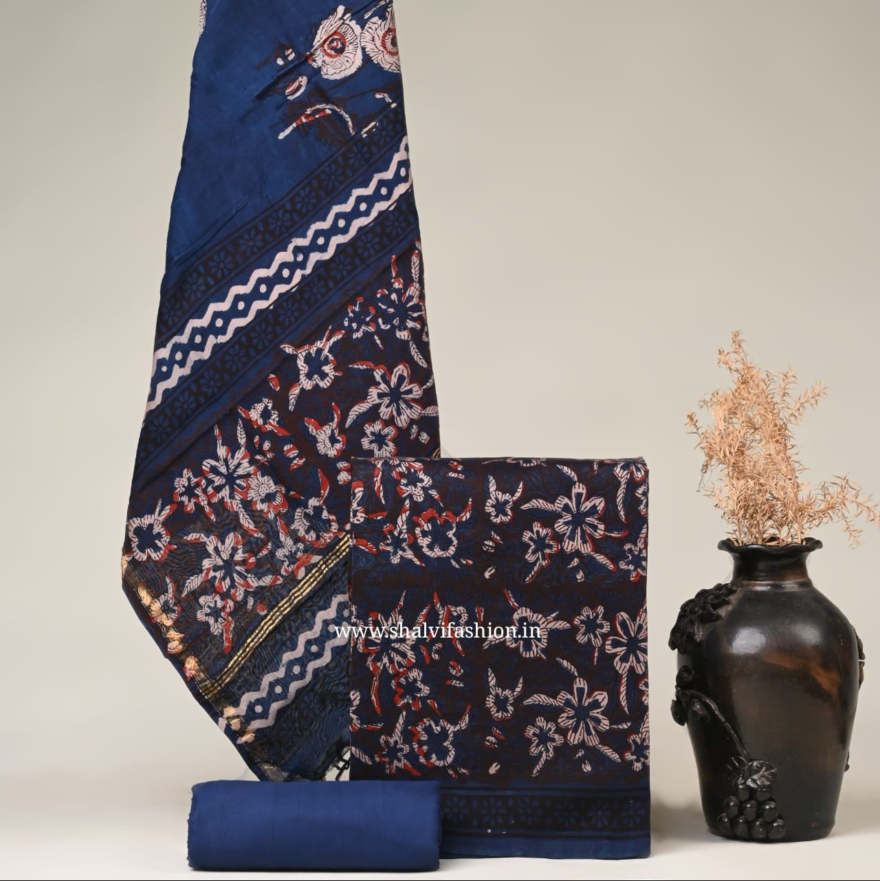 Shop jahota block print chanderi silk suits online shopping (CHA100)