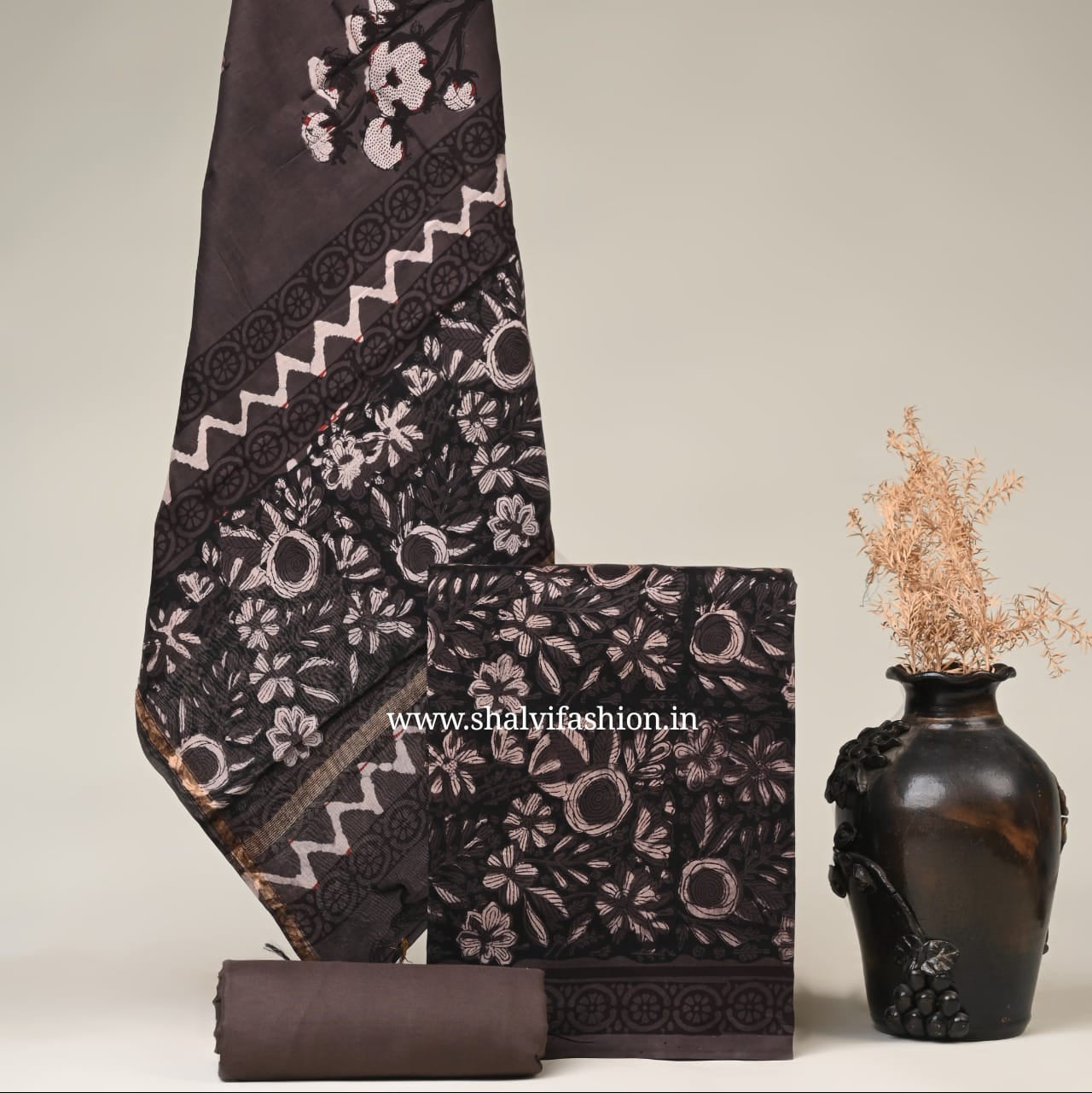 Shop jaipuri jahota hand block print chanderi silk suits (CHA101)