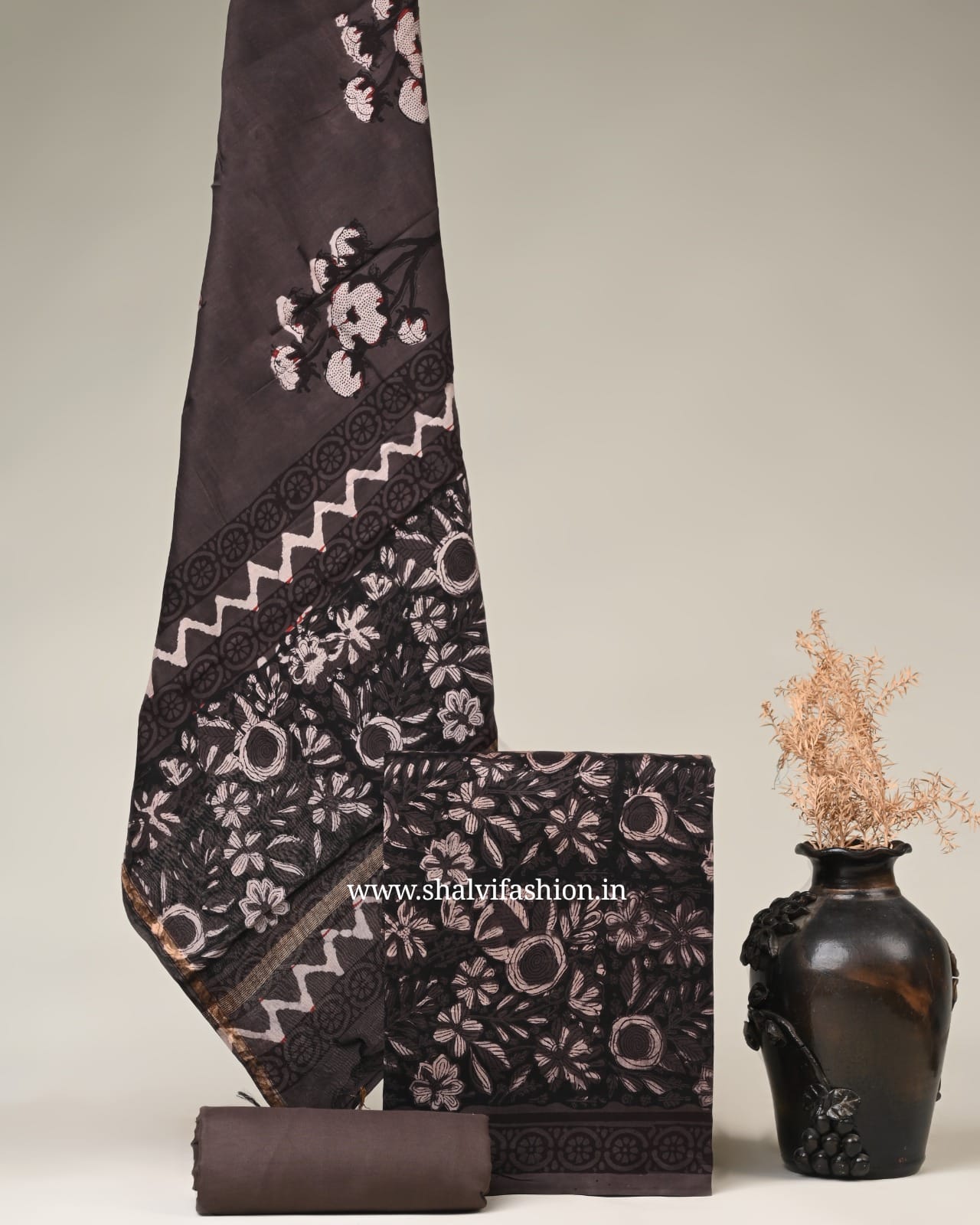 Shop jaipuri jahota hand block print chanderi silk suits (CHA101)