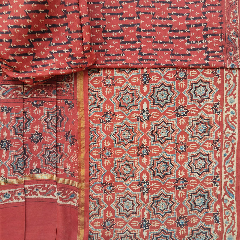 Shop jaipuri ajrak print chanderi silk two piece sets (CHA104)