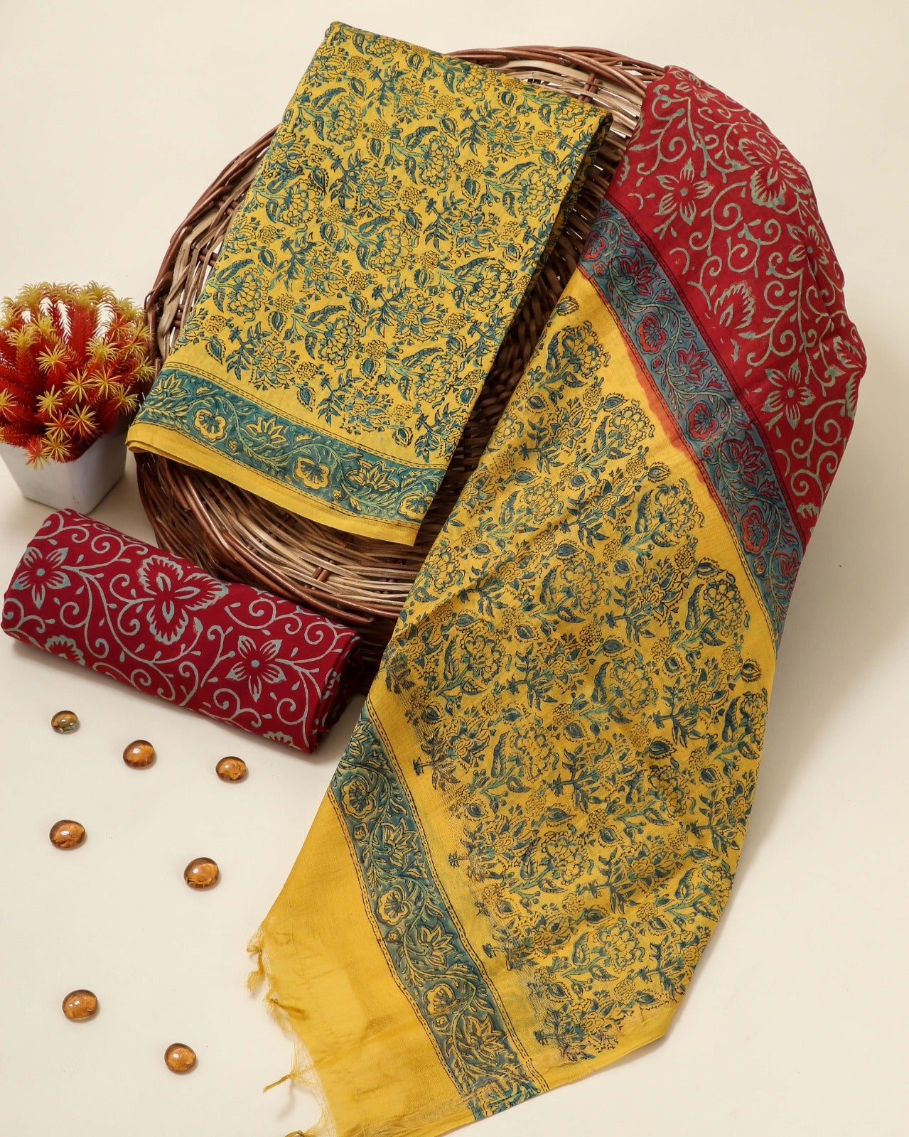 Shop yellow chanderi silk suits online (CHA139)