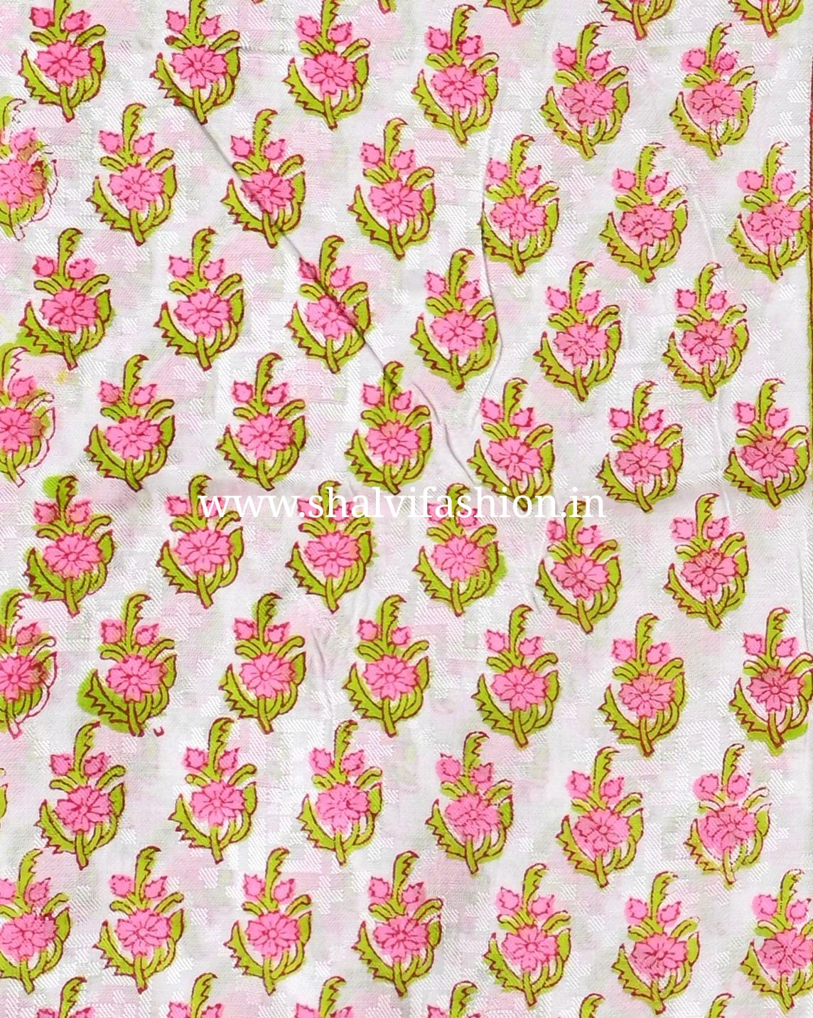 Shop hand block print jacquard silk suits online shopping (CHA141)