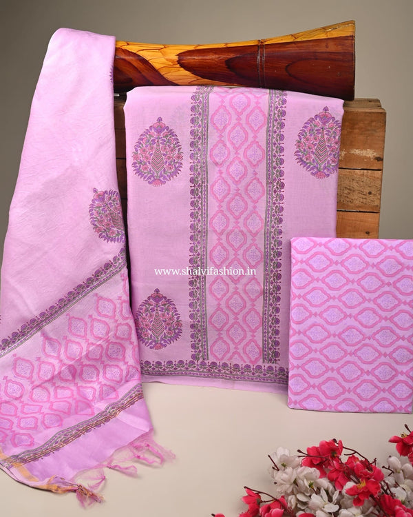 Shop block printed chanderi suits online (CHA143)