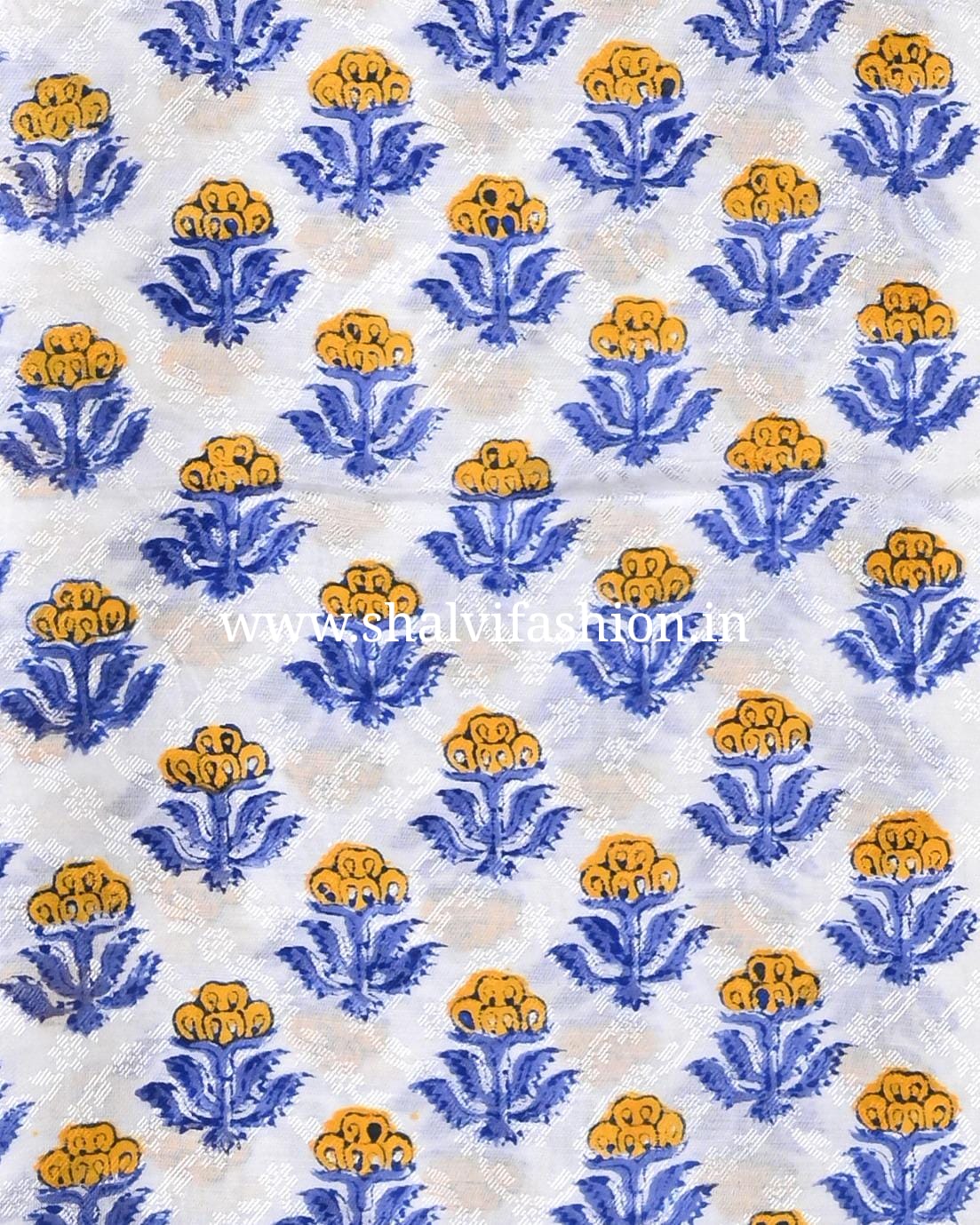 Shop block printed chanderi jacquard silk suits (CHA154)