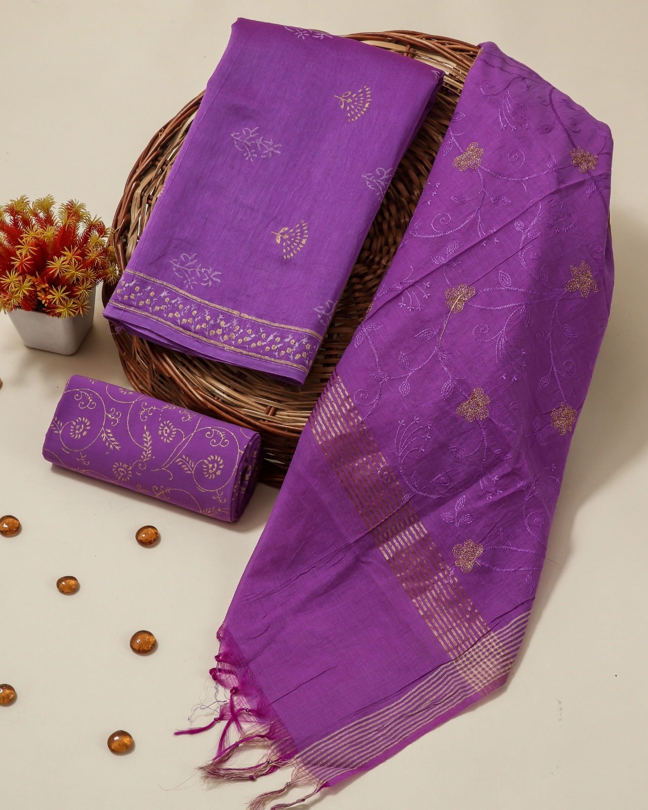Shop unstitched chanderi silk suits online shopping- Shalvi – ShalviFashion