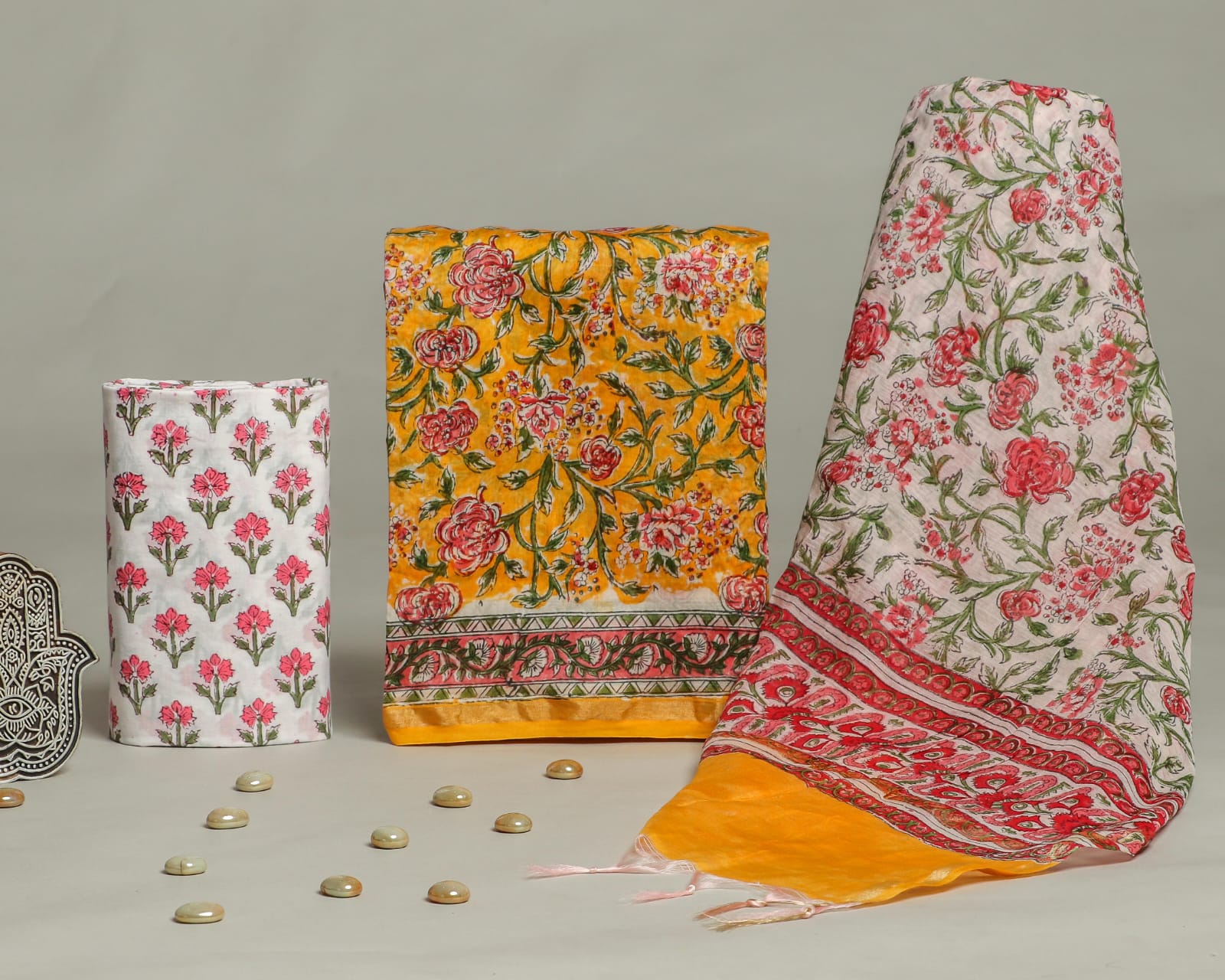 Shop hand block printed chanderi silk suits (CHA176)