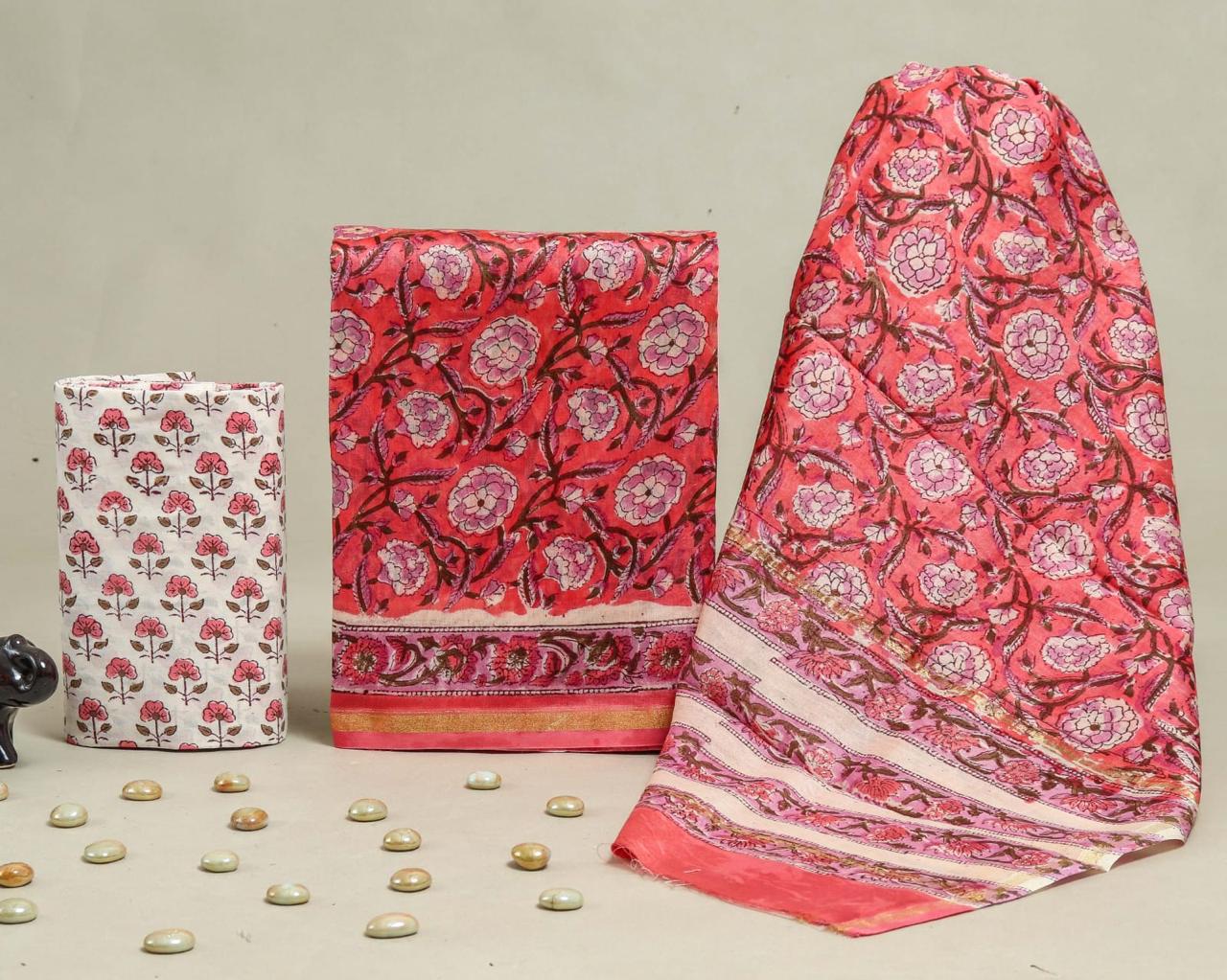 Shop sanganeri printed chanderi silk suits (CHA189)