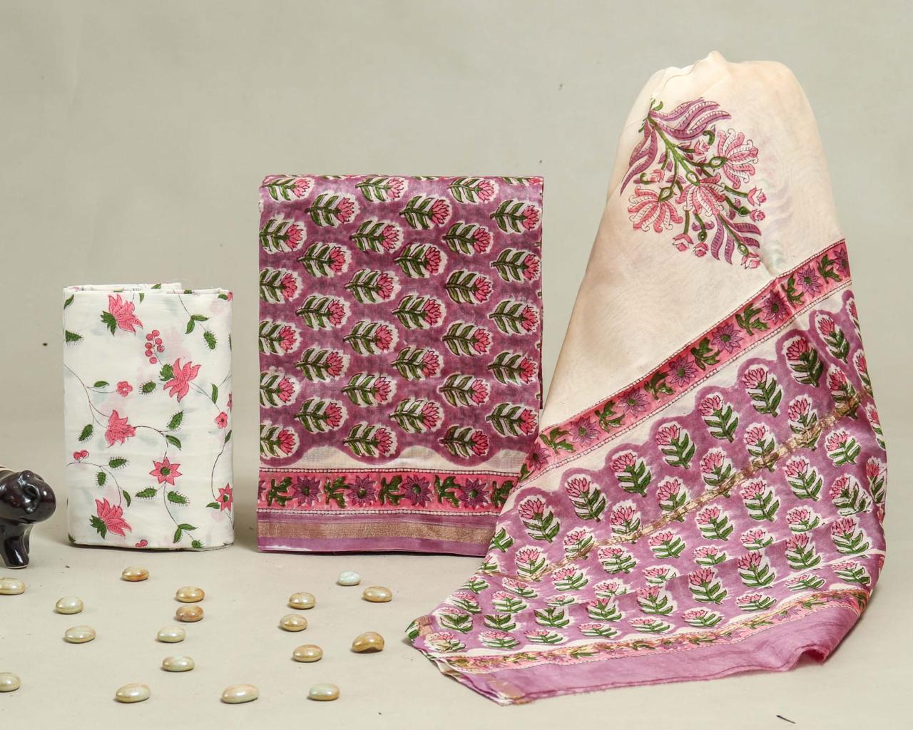 Buti Print Chanderi Silk Suit Set (CHA190)